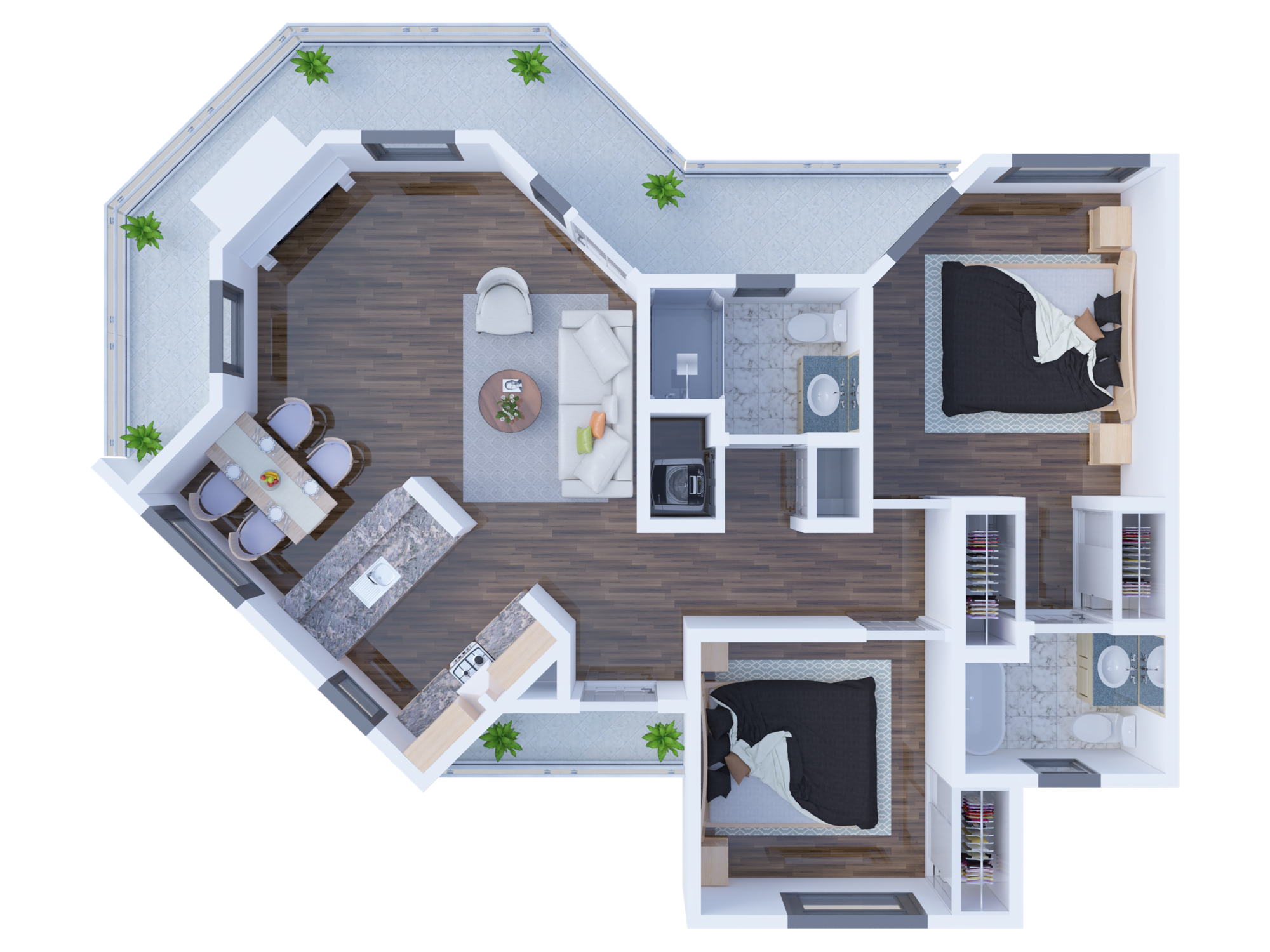 Villa Two Bedroom floor plan